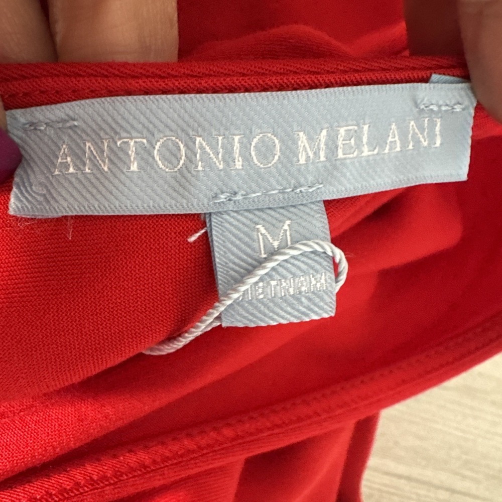 Antonio Melani Dress-Popcycle Red-1 Shoulder-Size M-NWT-tie Waist-NEW-244 - Picture 6 of 8